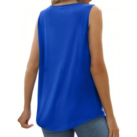 Square Neck Tank Top, Loose Casual Top For Summer & Spring, Women's Clothing