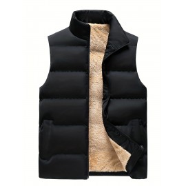 Men's Warm Fleece Stand Collar Winter Vest For Outdoor Activities