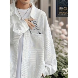 Solid Men's Shirt Top Turn-Down Collar Long Sleeve Closure Male Casual Shirt For Men Daily Vacation Streetwear