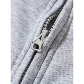 Men's Fashion Trendy Letter Print Lapel Collar Long Sleeve Casual Sports Sweatshirtï¼ŒSuitable For Outdoor Sports