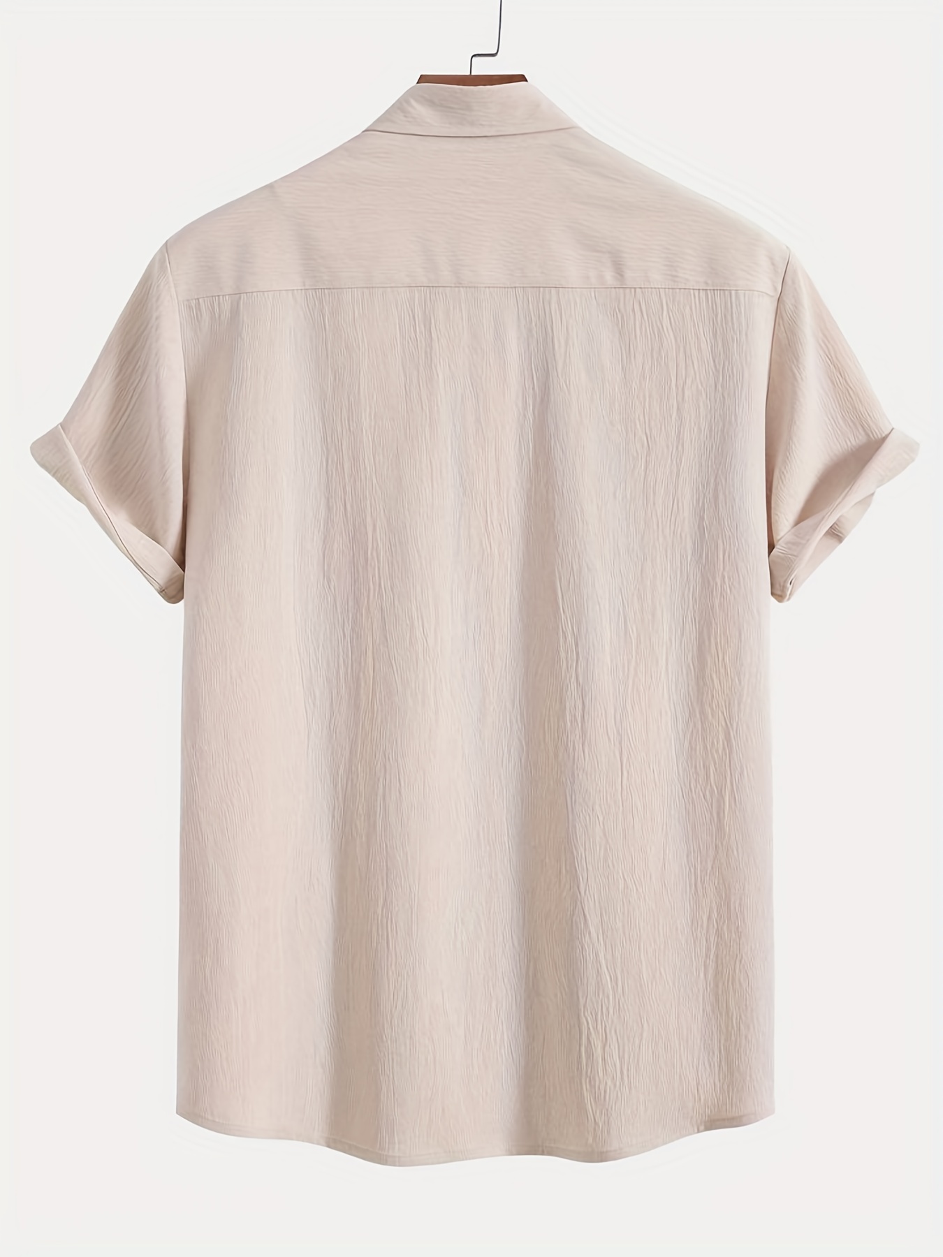 mens shirt top solid color lapel short sleeve closure summer male casual button up shirt for daily business formal shirts for men details 40